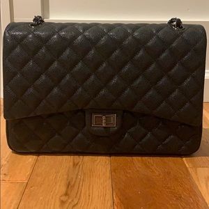 Quilted Caviar Leather Bag 13 W x 9 H x 4 D.